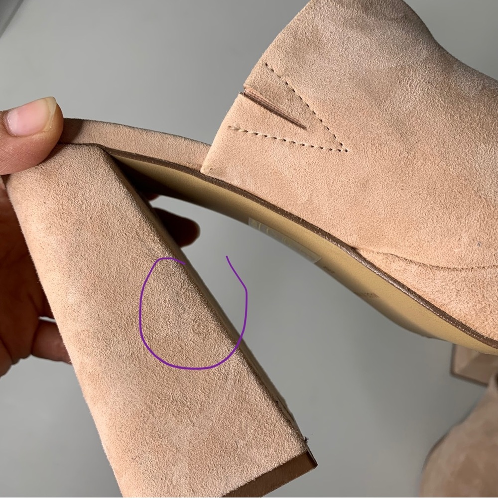 Free People 38 US 8 Margo Suede Mules Sand Square Platform Chunky Open Toe - Picture 10 of 11